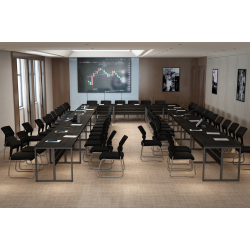 Krzesła Helsinki (50 szt ) Stół konferencyjny 828x414cm Twist C50 na 50 osób